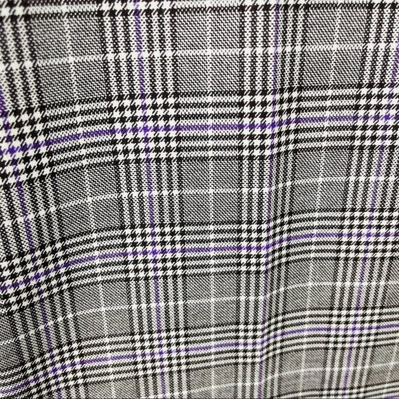 Halogen brown purple plaid checked wide leg preppy academia cropped pants 2 - Picture 5 of 8